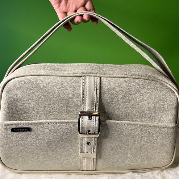Vintage Samsonite Saturn II Shoulder Bag 15 x 11 x 5 Cream Adjustable Strap - Picture 1 of 12